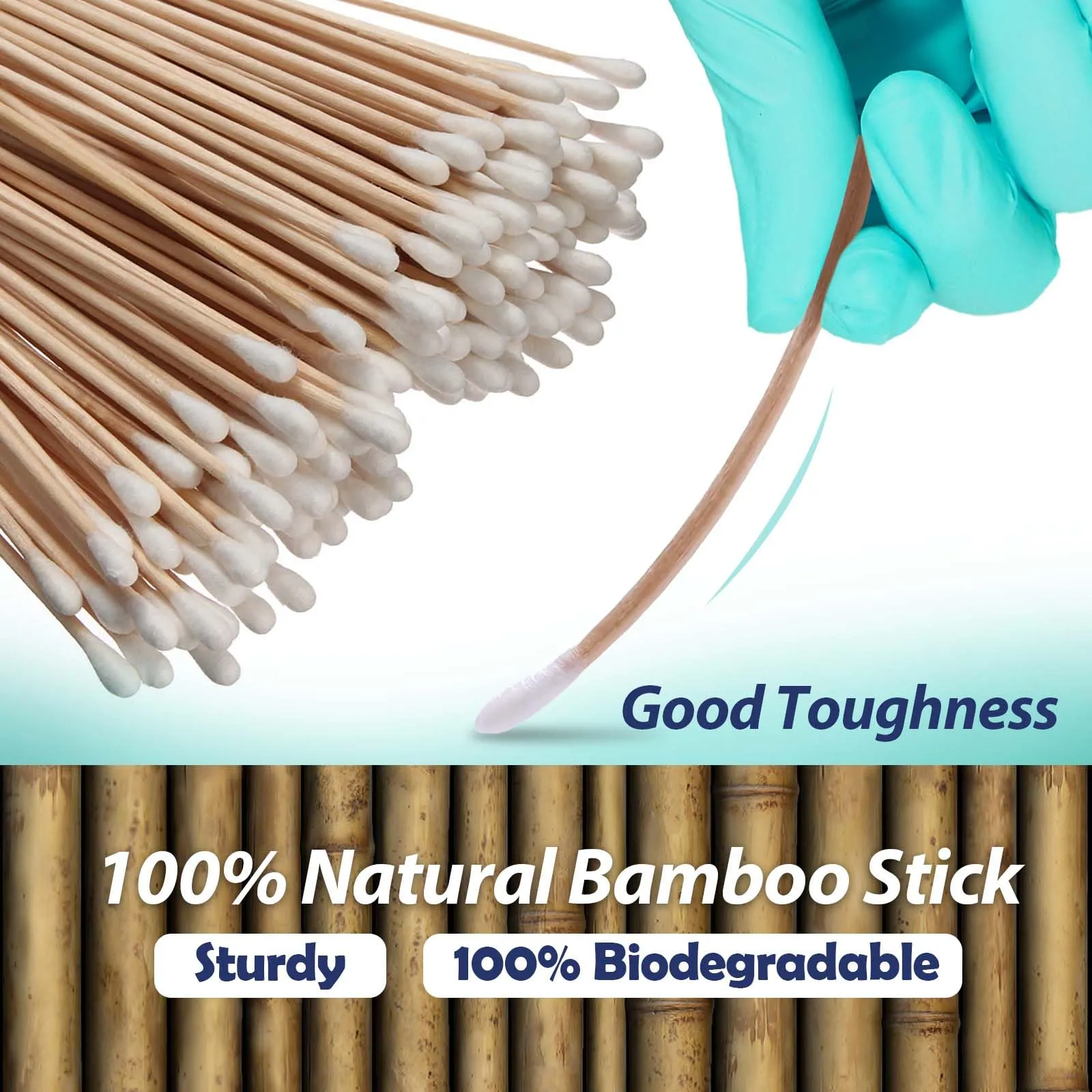 1000PCs 3" Inch Long Cotton Swabs with Bamboo Wooden Handles Cotton Tipped Applicator by VASTMED | Ideal for Application of Medication, Cleaning Skin, Arts and Crafts Remover Tool