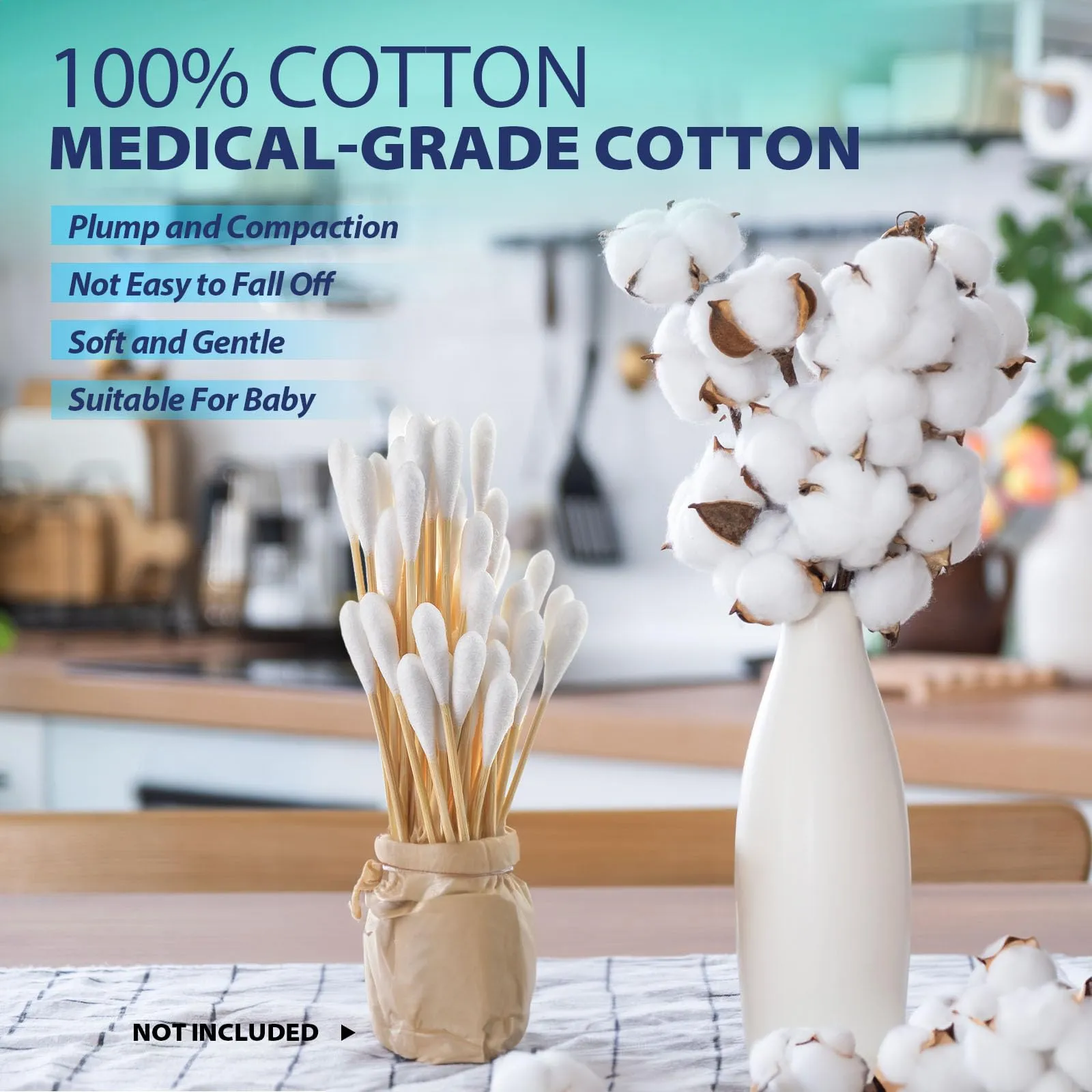 1000PCs 6" Inch Long Cotton Swabs with Bamboo Wooden Handles Cotton Tipped Applicator by VASTMED | Ideal for Application of Medication, Cleaning Skin, Arts and Crafts Remover Tool