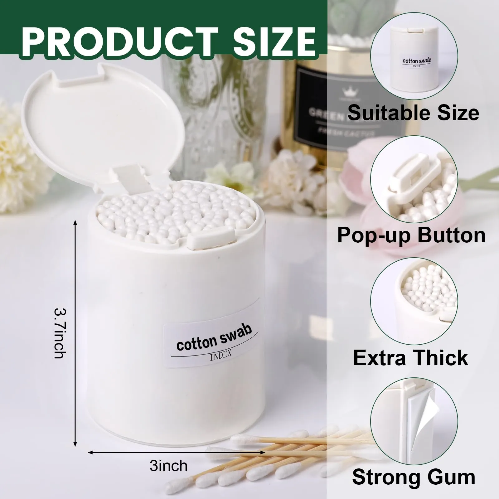 1500 Count Bamboo Cotton Swabs with 1 Plastic Jar Containers,Double Round Cotton Buds Suitable for Makeup and Cleaning,Cotton Swabs for Ears,Biodegradable   Organic Cotton & Bamboo(15 Pack of 100)