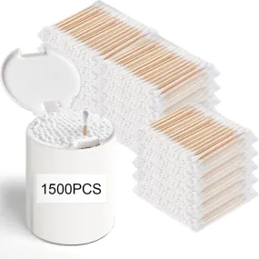 1500 Count Bamboo Cotton Swabs with 1 Plastic Jar Containers,Double Round Cotton Buds Suitable for Makeup and Cleaning,Cotton Swabs for Ears,Biodegradable   Organic Cotton & Bamboo(15 Pack of 100)