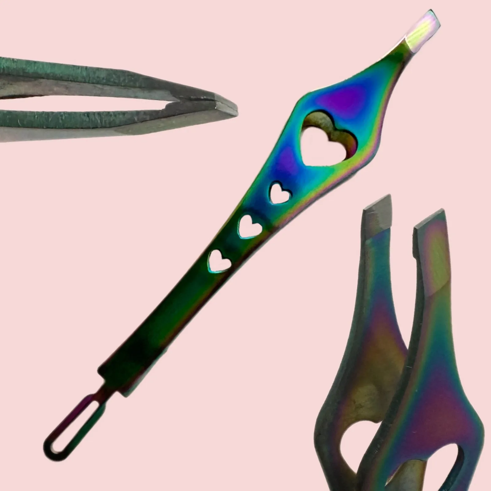 2 in 1 Rainbow Double Ended Tweezers Sharp Slant Precision Tweezer for Eyebrows & Ingrown Hair Removal Skin Care Tool Blackhead Pimple Comedone Remover