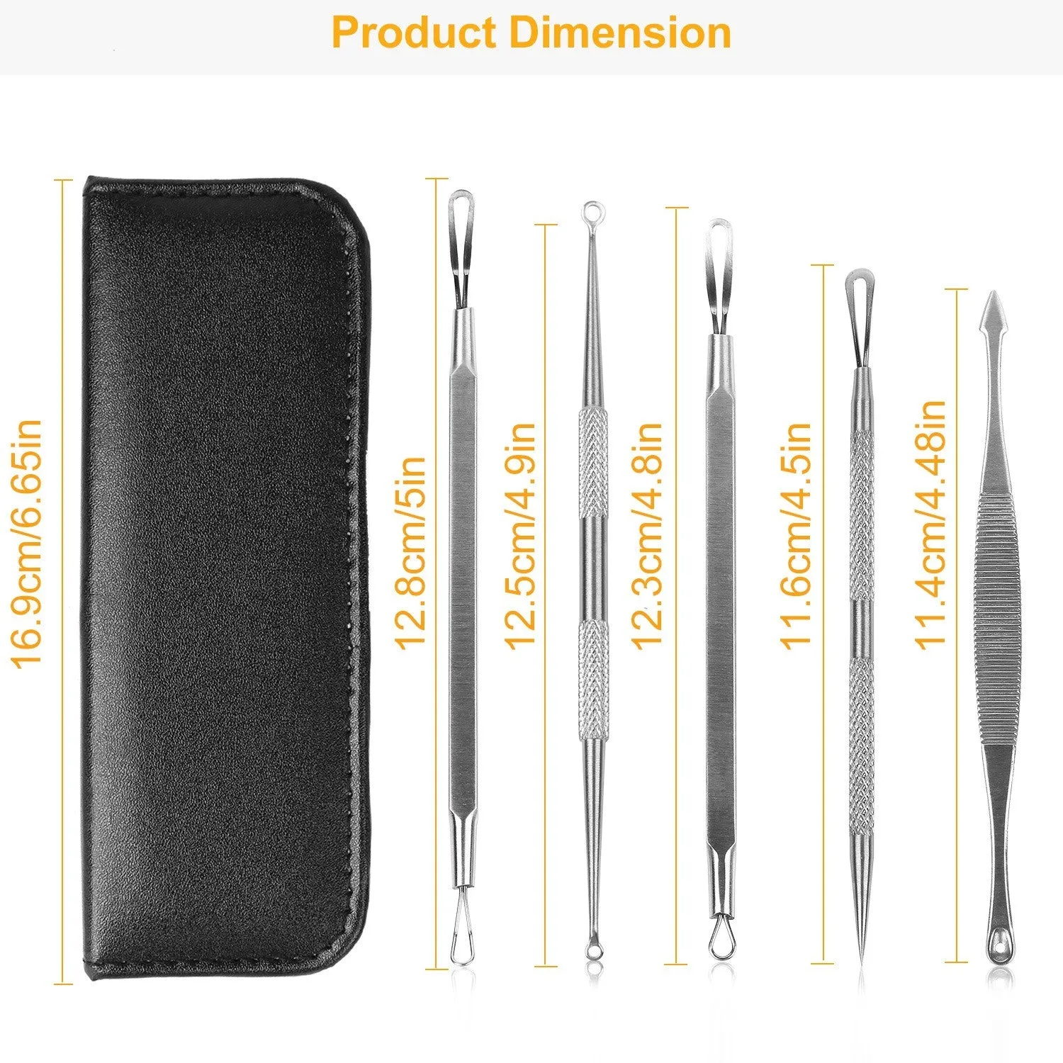 5 Pcs Blackhead Remover Kit Pimple Comedone Extractor Tool Set Stainless Steel