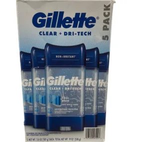 5 Pk Gillette Cool Wave Clear Gel Antiperspirant Deodorant, EXP 10/24