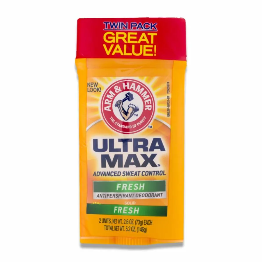 A&H - Ultra Max Antiperspirant Deodorant Solid Fresh - Twin Pack - 2.6 Oz - 6 Pack