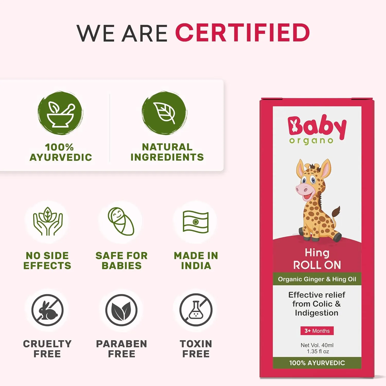 Baby Organo Hing Roll On Tummy Roll On for Newborn Babies Colic Pain