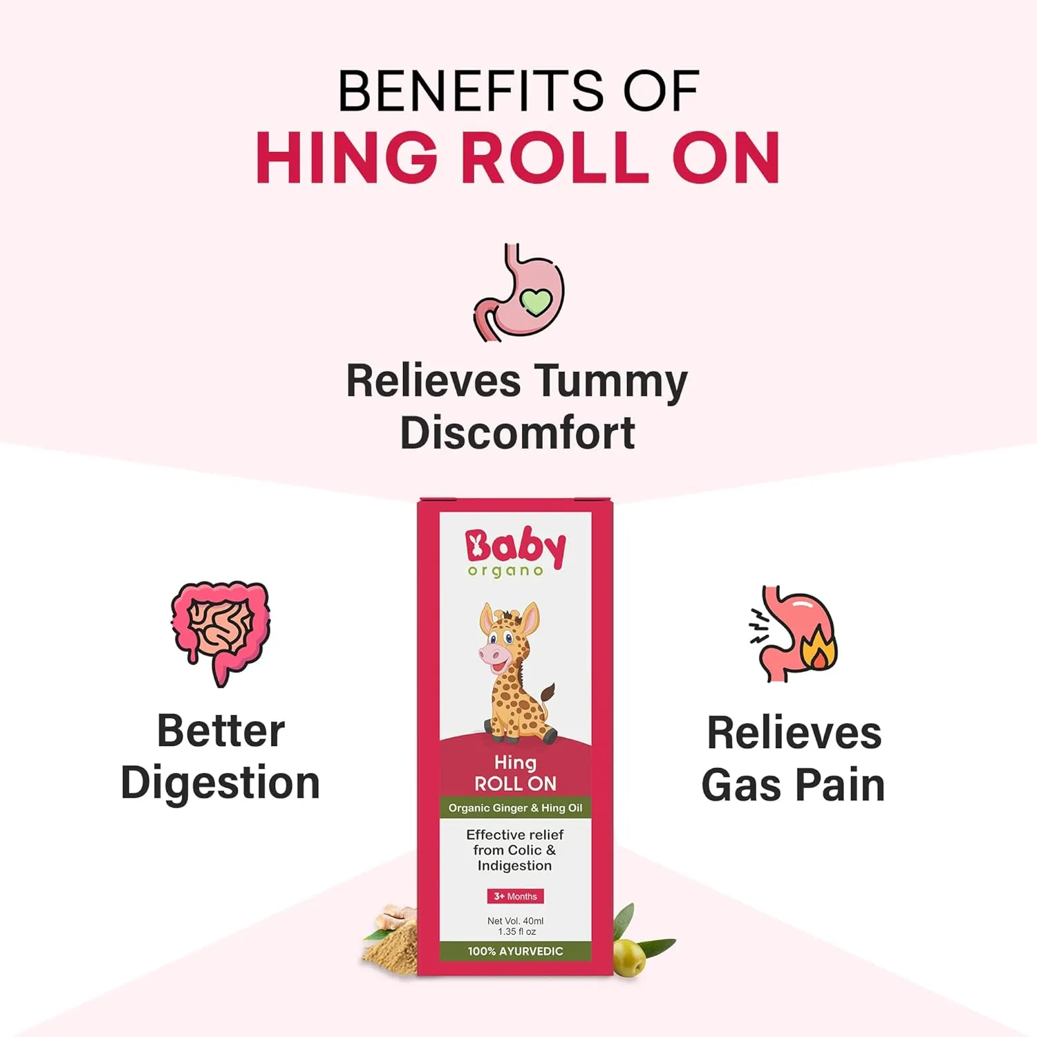 Baby Organo Hing Roll On Tummy Roll On for Newborn Babies Colic Pain