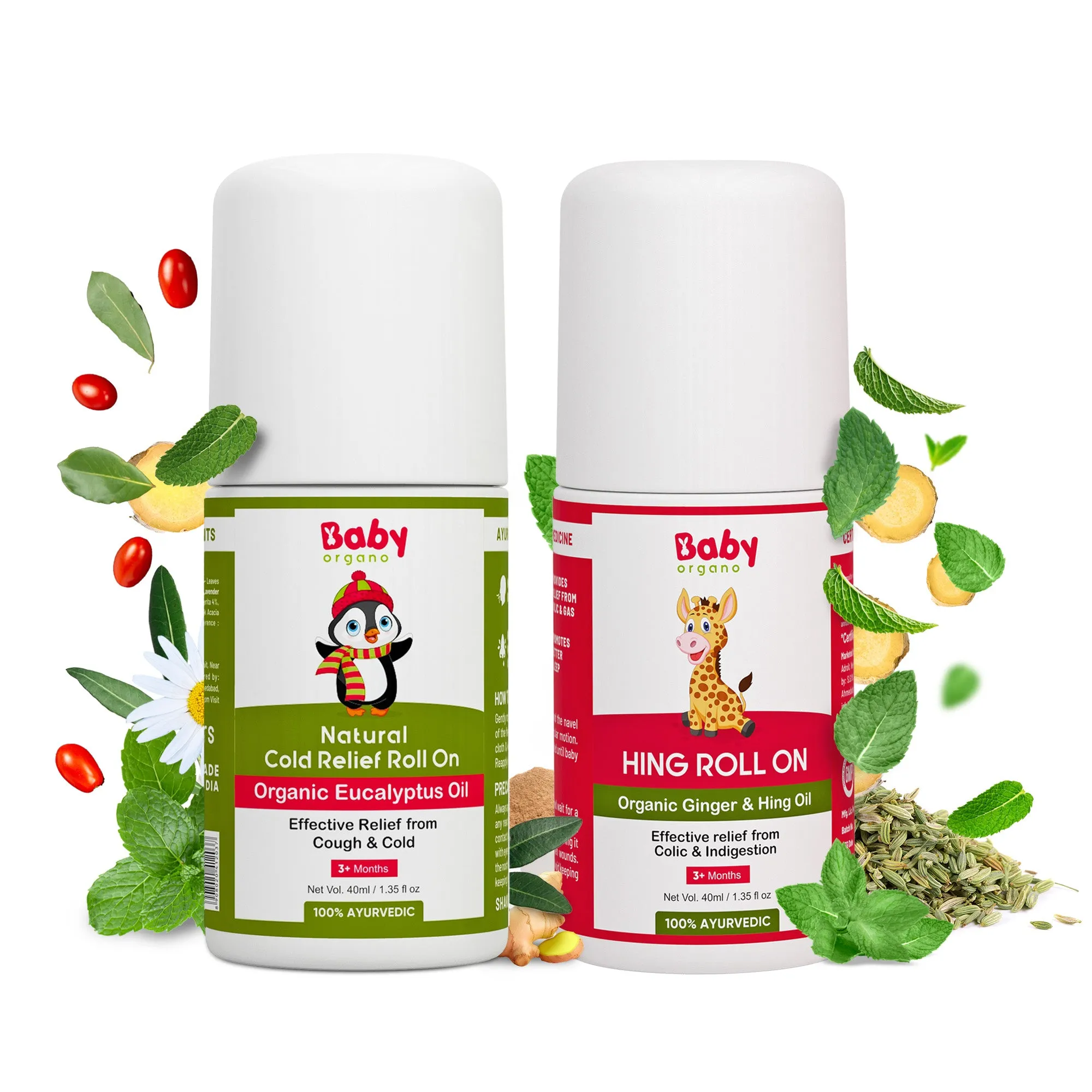 Baby Organo Kid's Cough and Colic Roll On Combo | Cold Roll on (40ml)