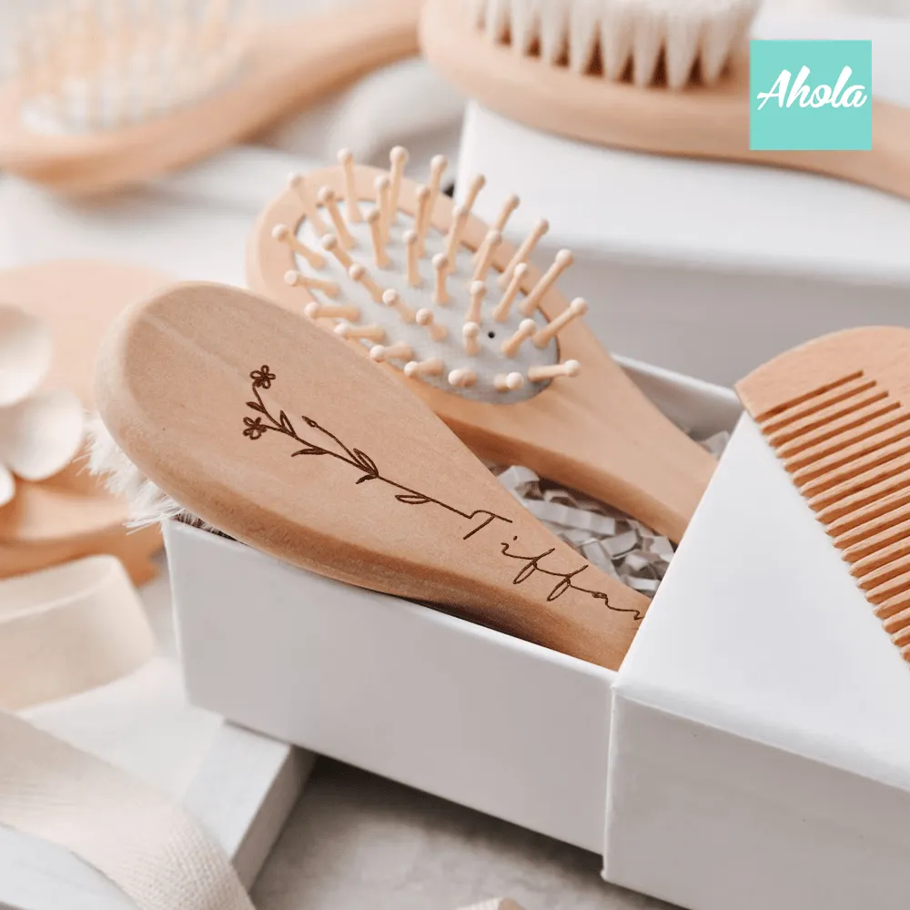 【Bouquet】Custom Wood Comb Grooming Set 刻字木梳禮盒套裝(一套3把)