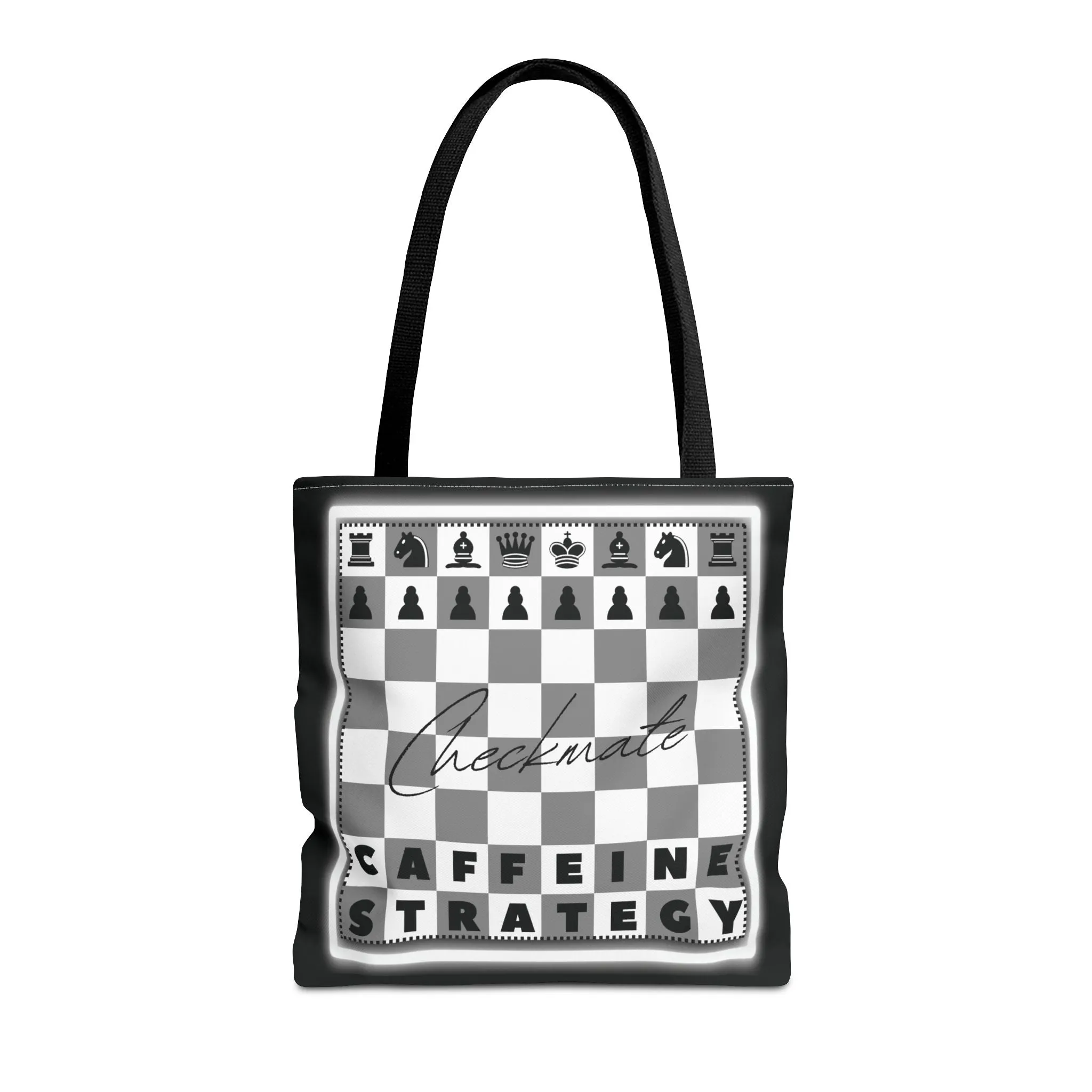 Chess Lover Black Tote Bag - Checkmate Coffee Strategy Gift, Stylish Chessboard Tote for Players, Unique Chess Accessories for Work & Travel