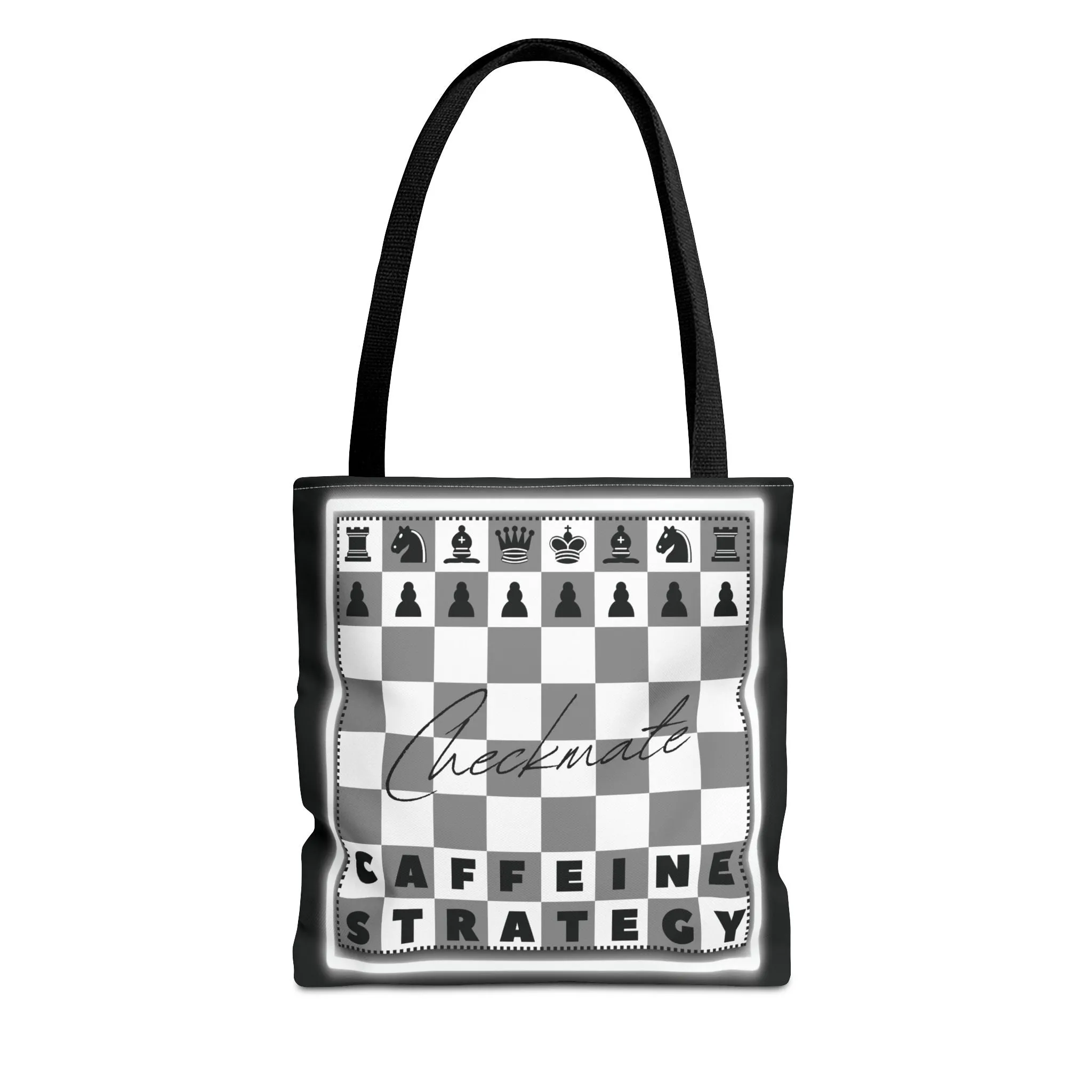 Chess Lover Black Tote Bag - Checkmate Coffee Strategy Gift, Stylish Chessboard Tote for Players, Unique Chess Accessories for Work & Travel