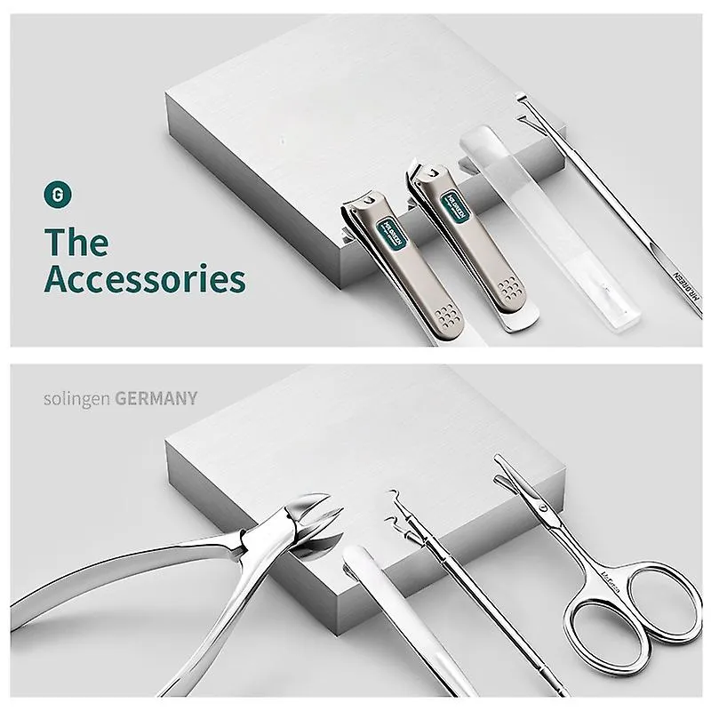 Gray Stainless Steel Professional Nail Cutter Tools With Travel Case Kit Manicure Set Pedicure Sets Nail Clipper Fa0060