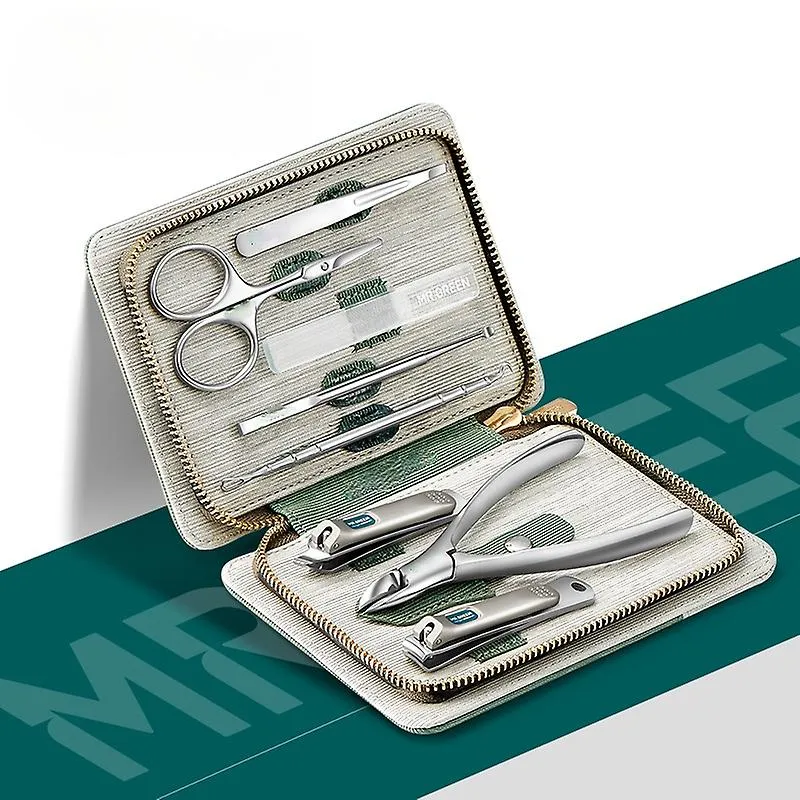 Gray Stainless Steel Professional Nail Cutter Tools With Travel Case Kit Manicure Set Pedicure Sets Nail Clipper Fa0060