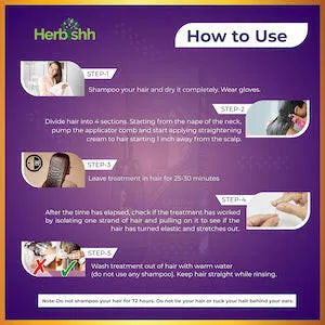 Hair Straightener Cream with Applicator Comb Brush & hair mask - Herbishh