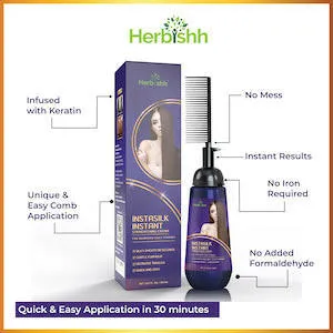 Hair Straightener Cream with Applicator Comb Brush & hair mask - Herbishh