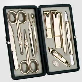 Manicure and pedicure care set for travel TS-2100G – 10 pcs. , gold Three Seven 777