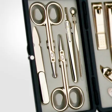 Manicure and pedicure care set for travel TS-2100G – 10 pcs. , gold Three Seven 777