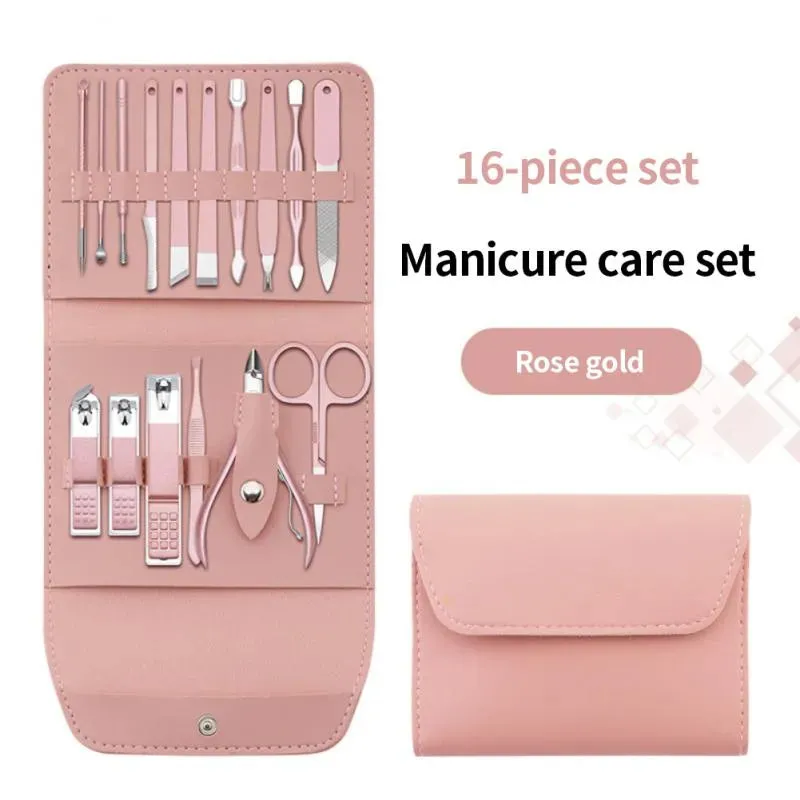 Miss Beauty New Pack Of 16pcs Set Manicure Pedicure Grooming Kit, Stainless Steel set, Nail cutter set, Nails Care, Clipper, Nails tool Set, Professional Spa kit with PU Leather Case