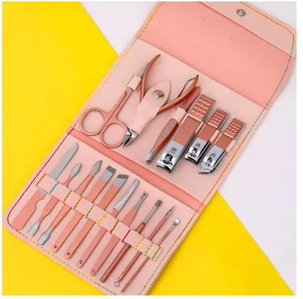 Miss Beauty New Pack Of 16pcs Set Manicure Pedicure Grooming Kit, Stainless Steel set, Nail cutter set, Nails Care, Clipper, Nails tool Set, Professional Spa kit with PU Leather Case