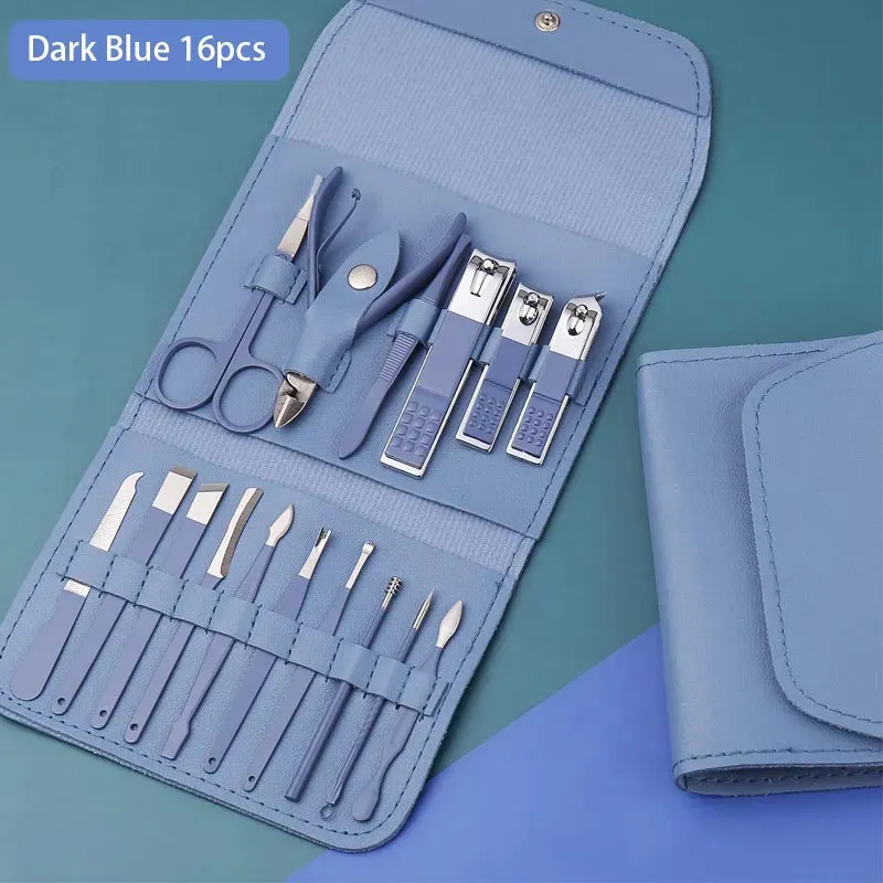Miss Beauty New Pack Of 16pcs Set Manicure Pedicure Grooming Kit, Stainless Steel set, Nail cutter set, Nails Care, Clipper, Nails tool Set, Professional Spa kit with PU Leather Case