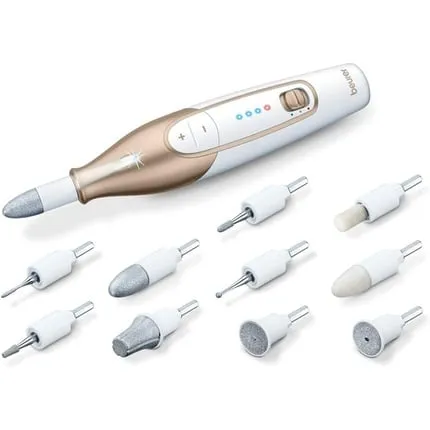 Mp 64 Manicure/pedicure set with rechargeable battery and 10 nail care attachments with LED light , Beurer