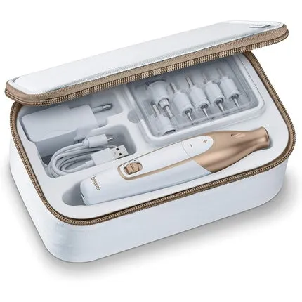 Mp 64 Manicure/pedicure set with rechargeable battery and 10 nail care attachments with LED light , Beurer