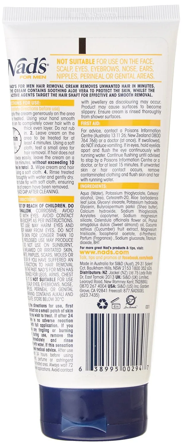 Nad's for Men Hair Removal Cream, 6.8 oz.