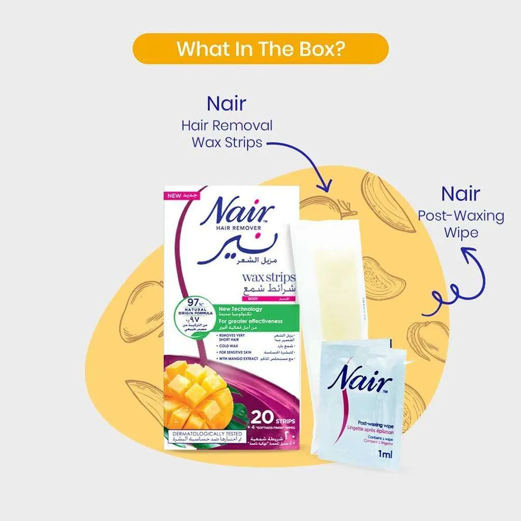 Nair Hair Remover Body Wax Strips With Mango Extracts, Pack of 20's