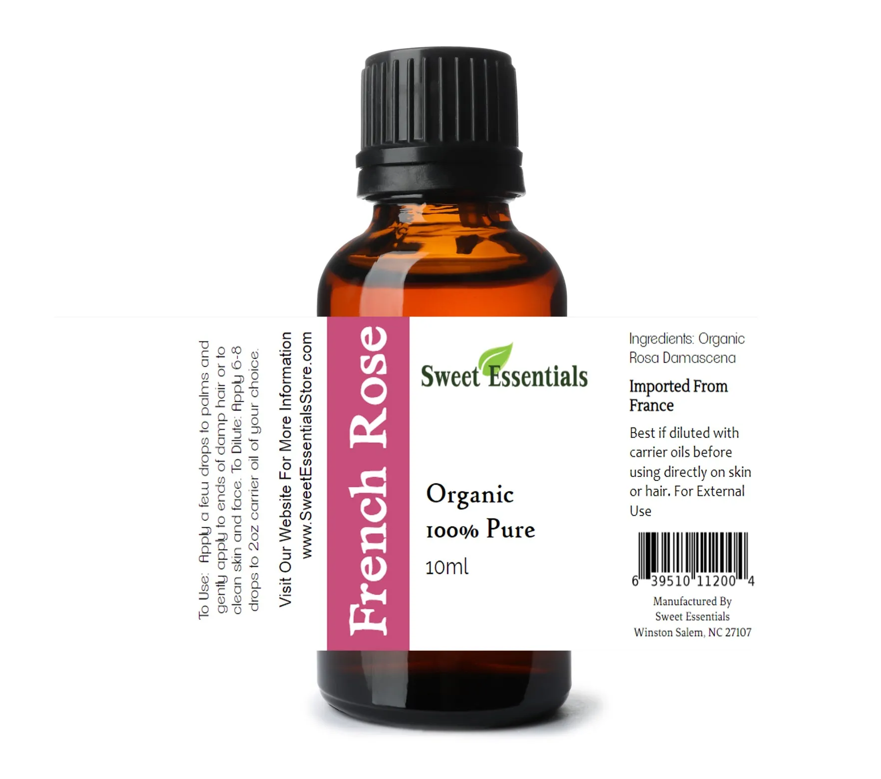 Organic French Rose Essential Oil - Rosa Damascena - Imported from France