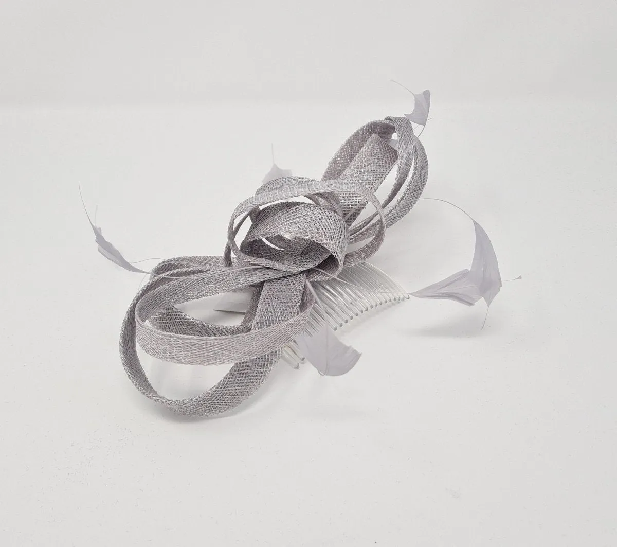 Pearl Silver Grey Looped Feather Comb Fascinator