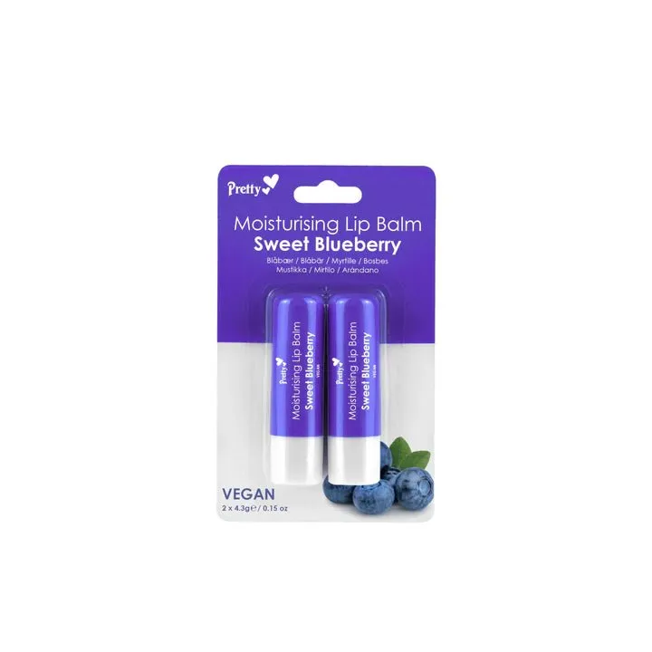 Pretty Moisturising Lip Balm Sweet Blueberry 2 Pack