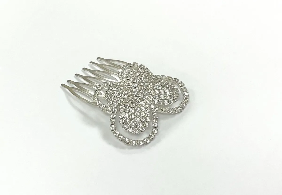Silver Diamanté Butterfly Comb Clip