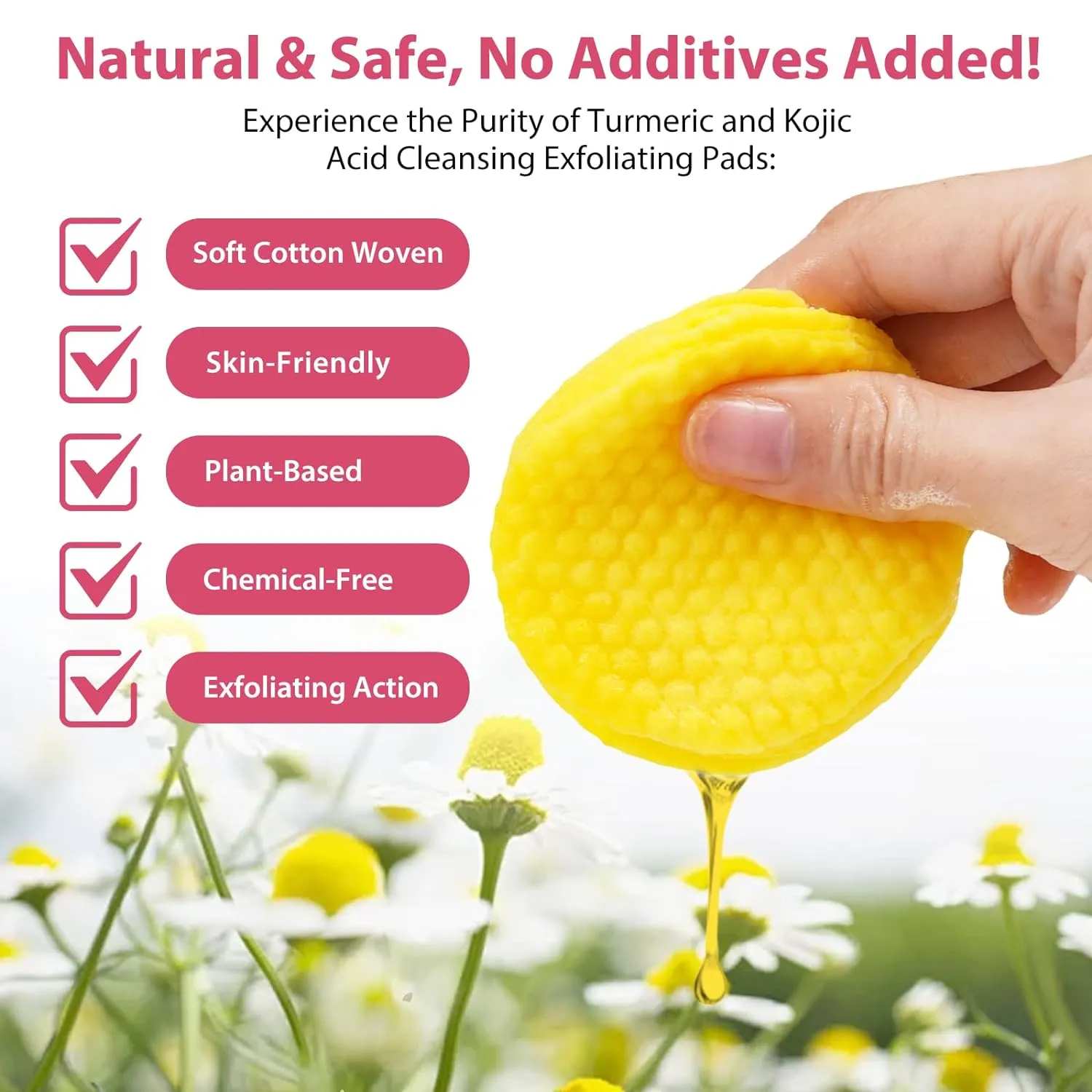 Turmeric Cleansing Pads,Kojic Acid and Turmeric Cleansing Pads for Face and Body 40 PCS,Balance Skin Oil And Water
