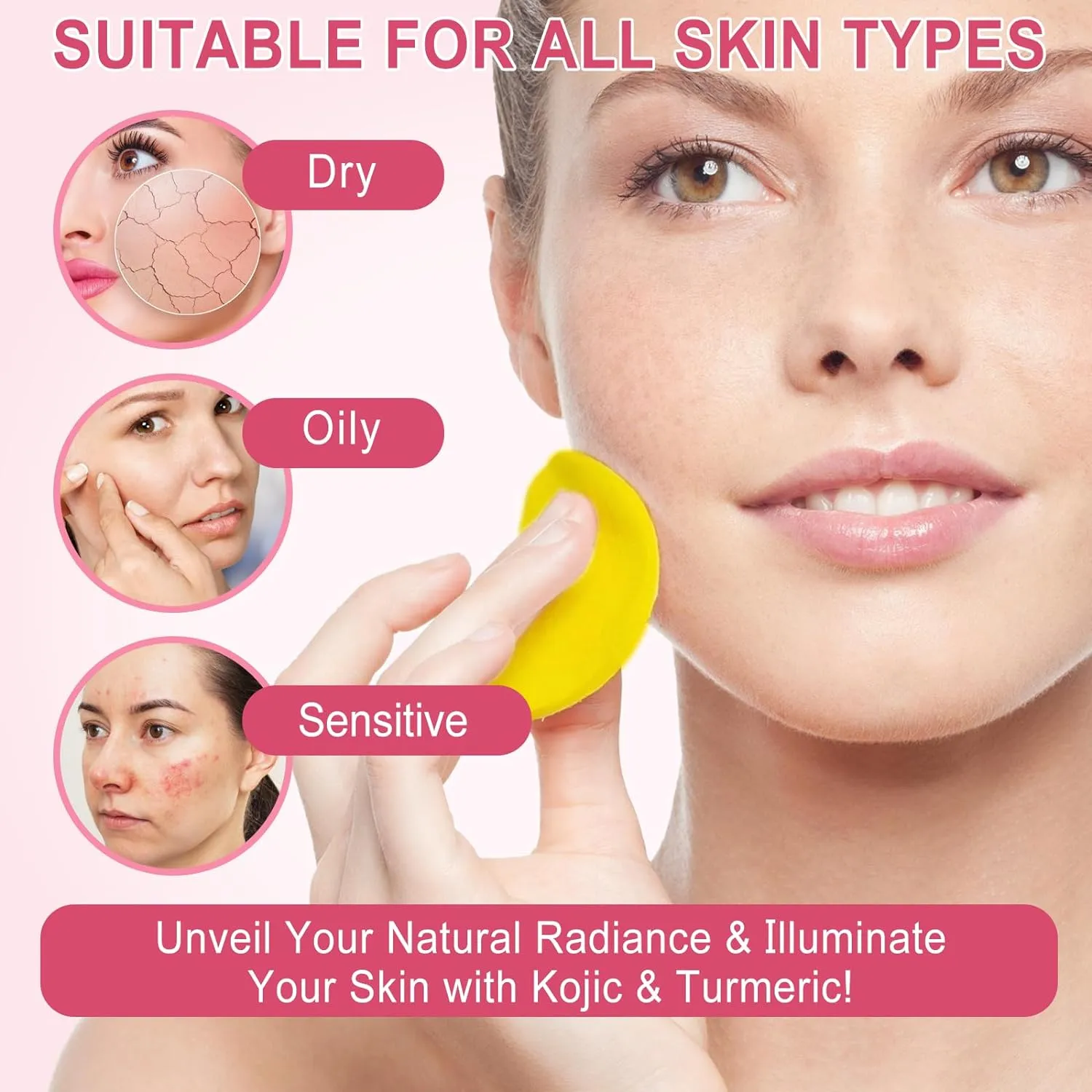 Turmeric Cleansing Pads,Kojic Acid and Turmeric Cleansing Pads for Face and Body 40 PCS,Balance Skin Oil And Water