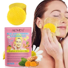 Turmeric Cleansing Pads,Kojic Acid and Turmeric Cleansing Pads for Face and Body 40 PCS,Balance Skin Oil And Water