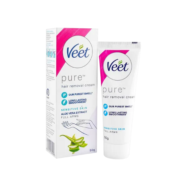 Veet Pure Hair Removal Cream Aloe Vera Extract For Sensitive Skin 50g