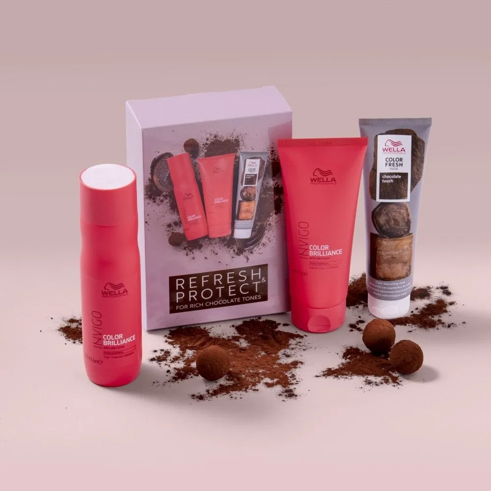 Wella Refresh & Protect Hair Care Set For Rich Chocolate Tones
